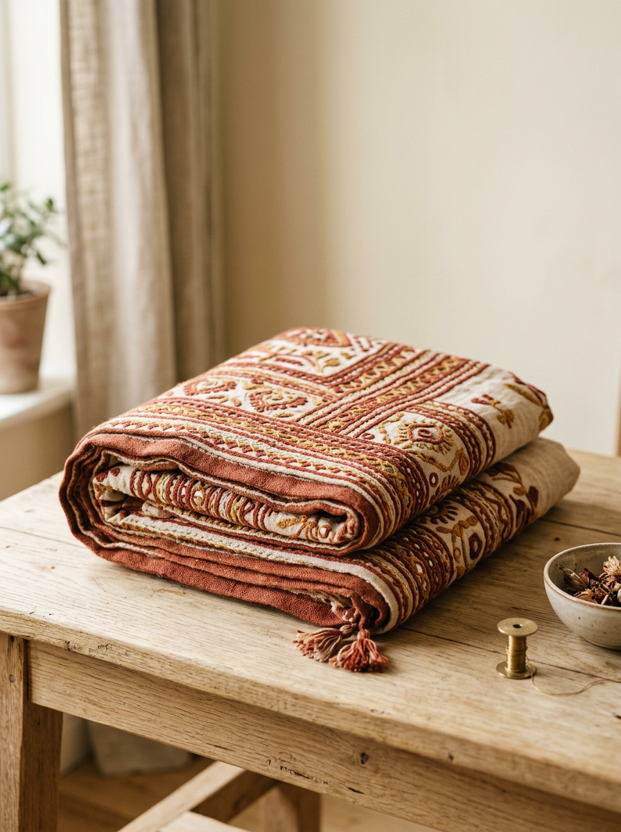 Kutch Jalboota Fine Vegan Silk-Wool Luxury Throw