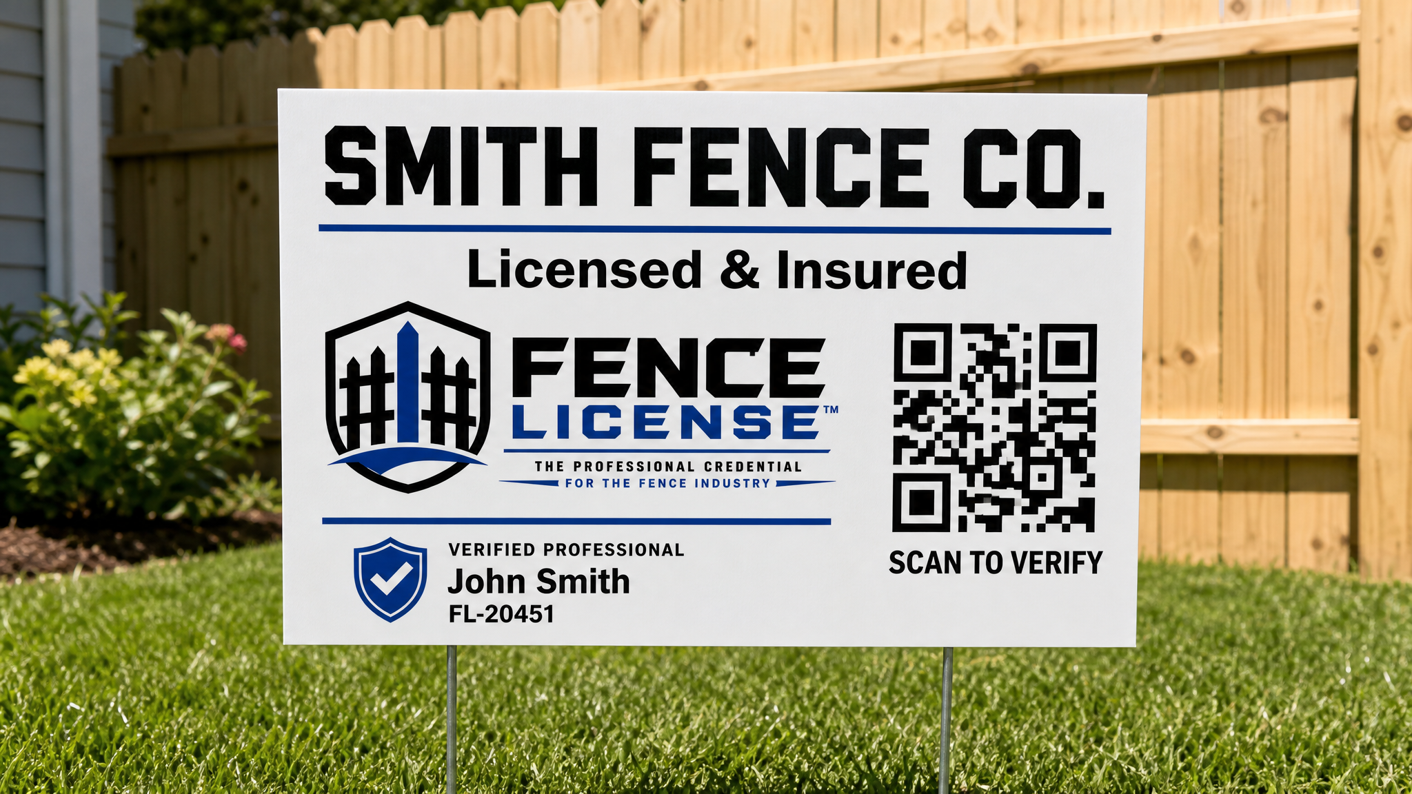 Fence License badge used on Yard & Fence Signs