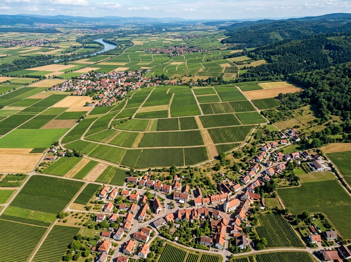 Blick aus dem Ballon auf die Weinberge des Markgräflerlands