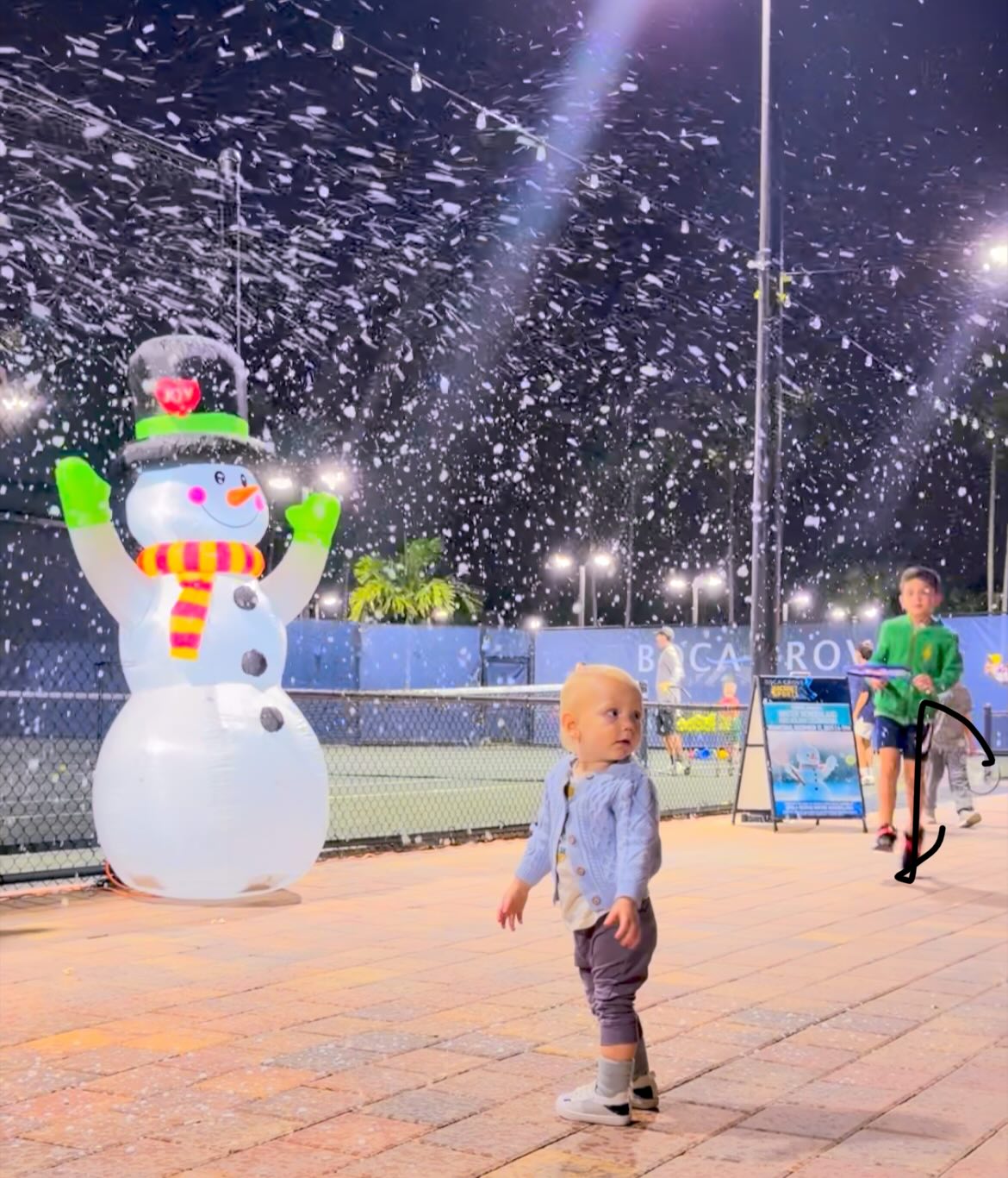 Boca Grove winter wonderland event with snow effects for families