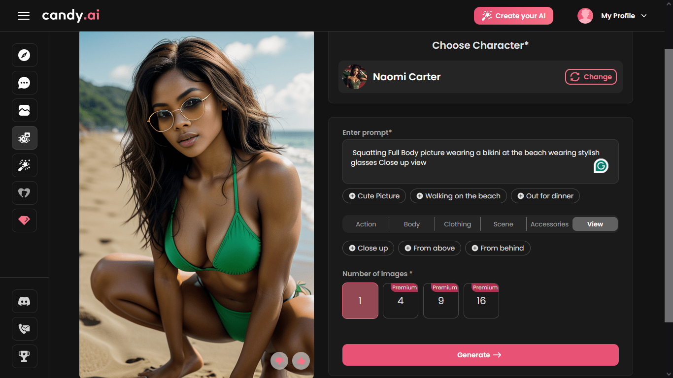 Candy AI Deep Character Customization feature screenshot showing Build Your Perfect AI Partner