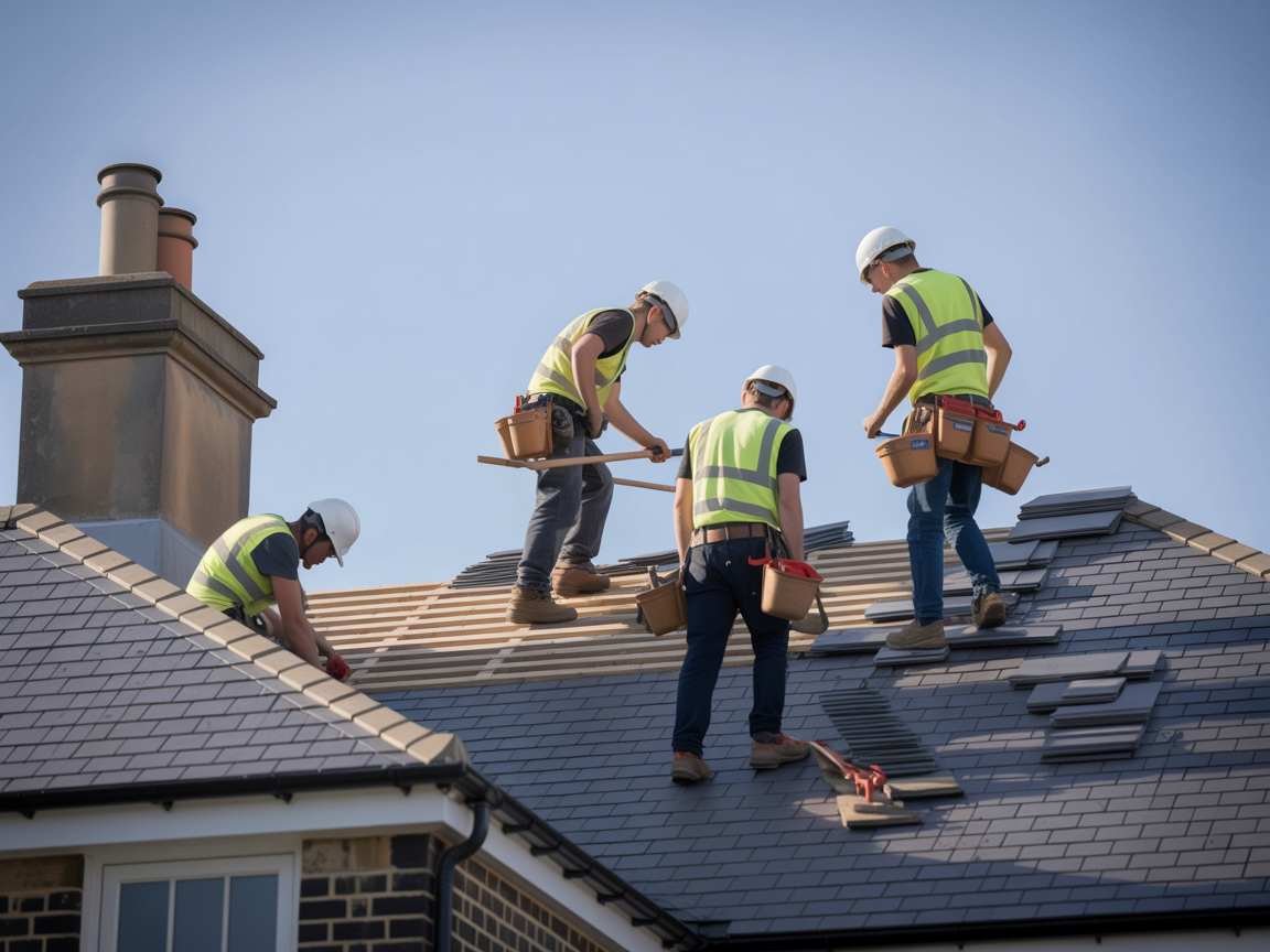 Elite Roofing team working professionally