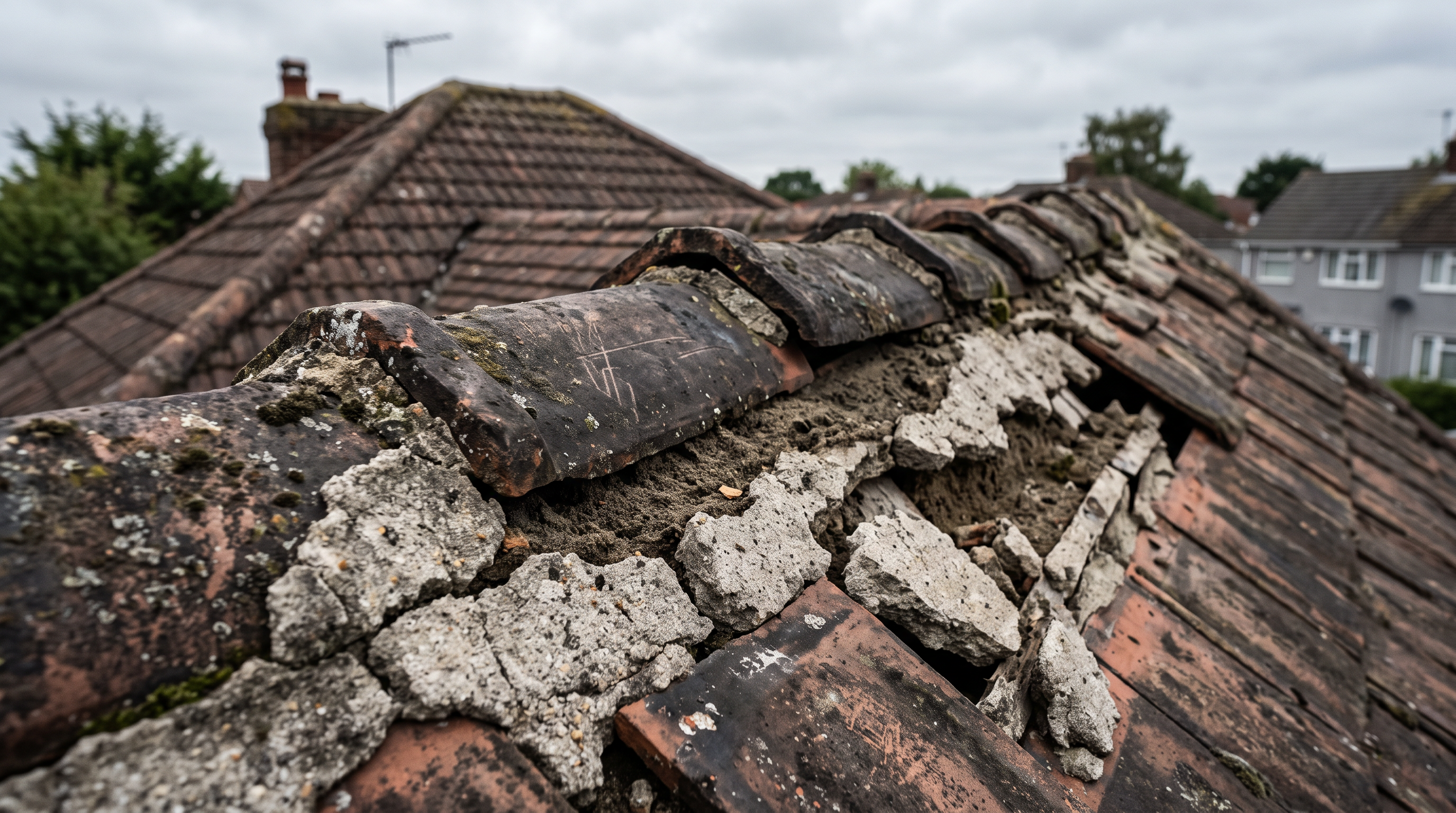 Ridge Tile Re-bedding & Repointing - Before