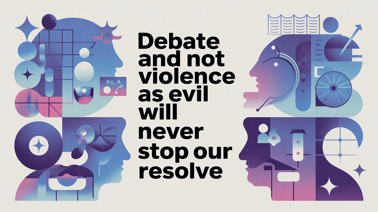 Debate and not violence as evil will NEVER stop our resolve