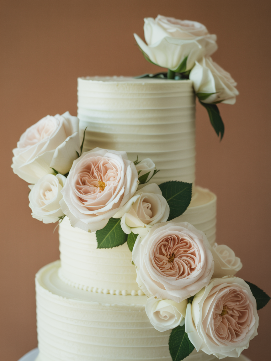 Elegant Rose Wedding Cake