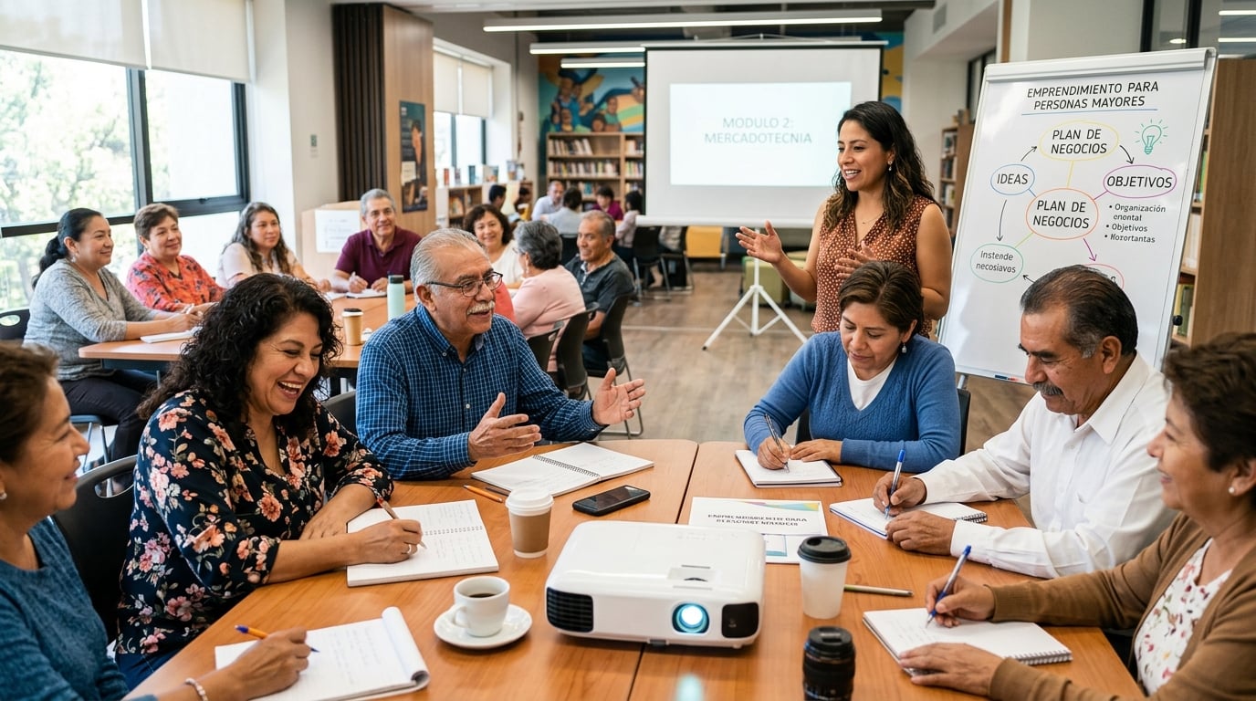 Adultos mayores en taller de capacitación