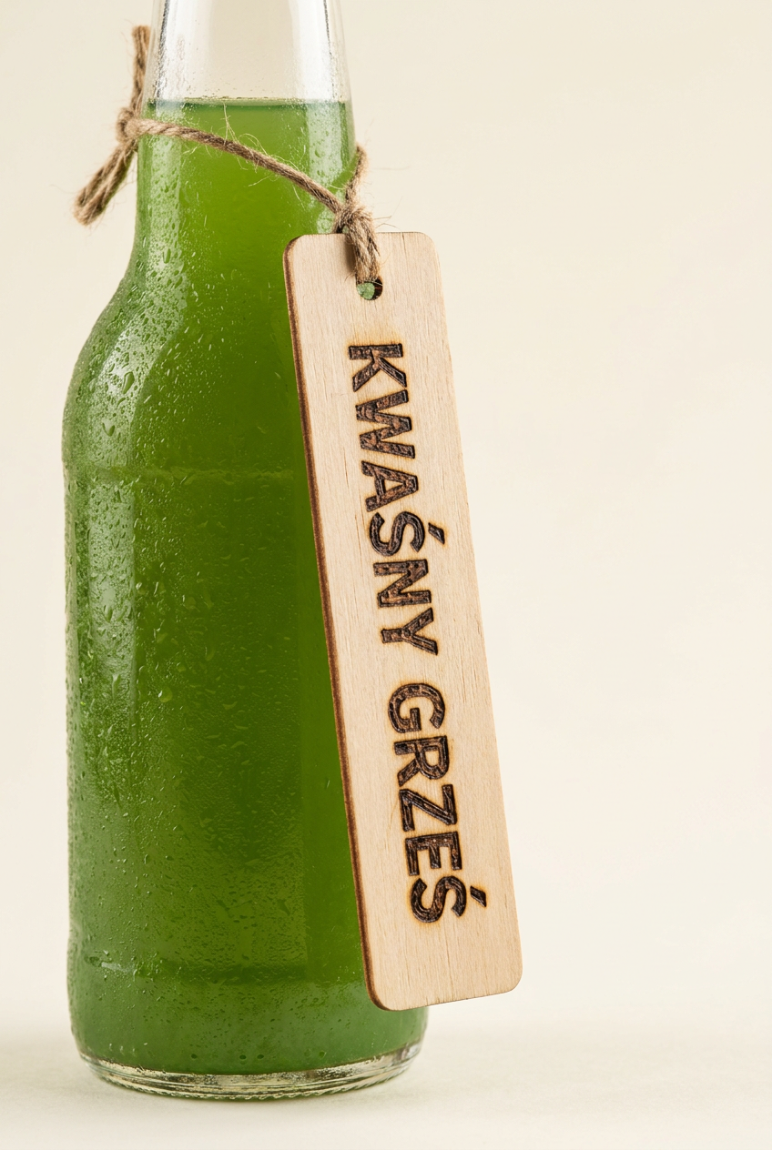 KWAŚNY GRZEŚ bottle with bookmark label