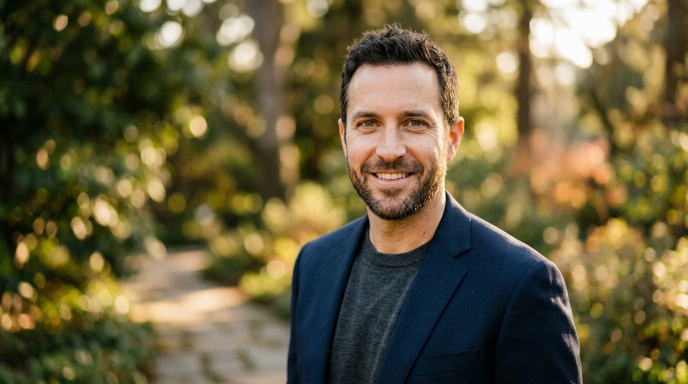 Professional outdoor headshot in natural light