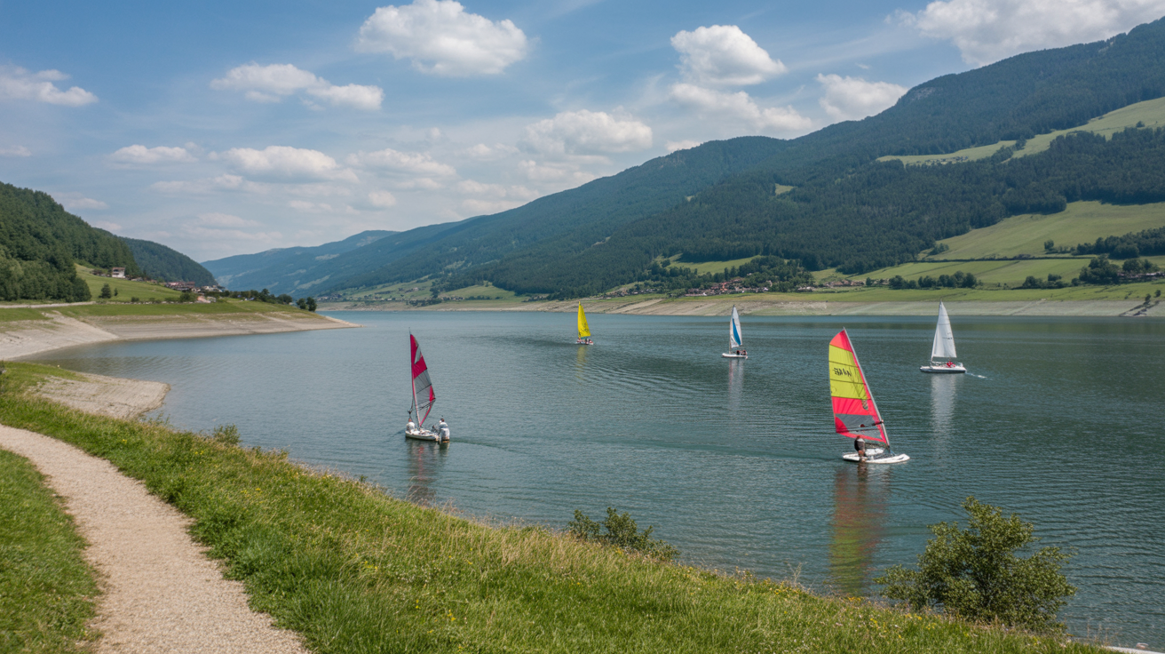 Grüntensee Wertach - Stausee für Wassersport mit Windsurfen, Segeln und Kletterwald im Oberallgäu