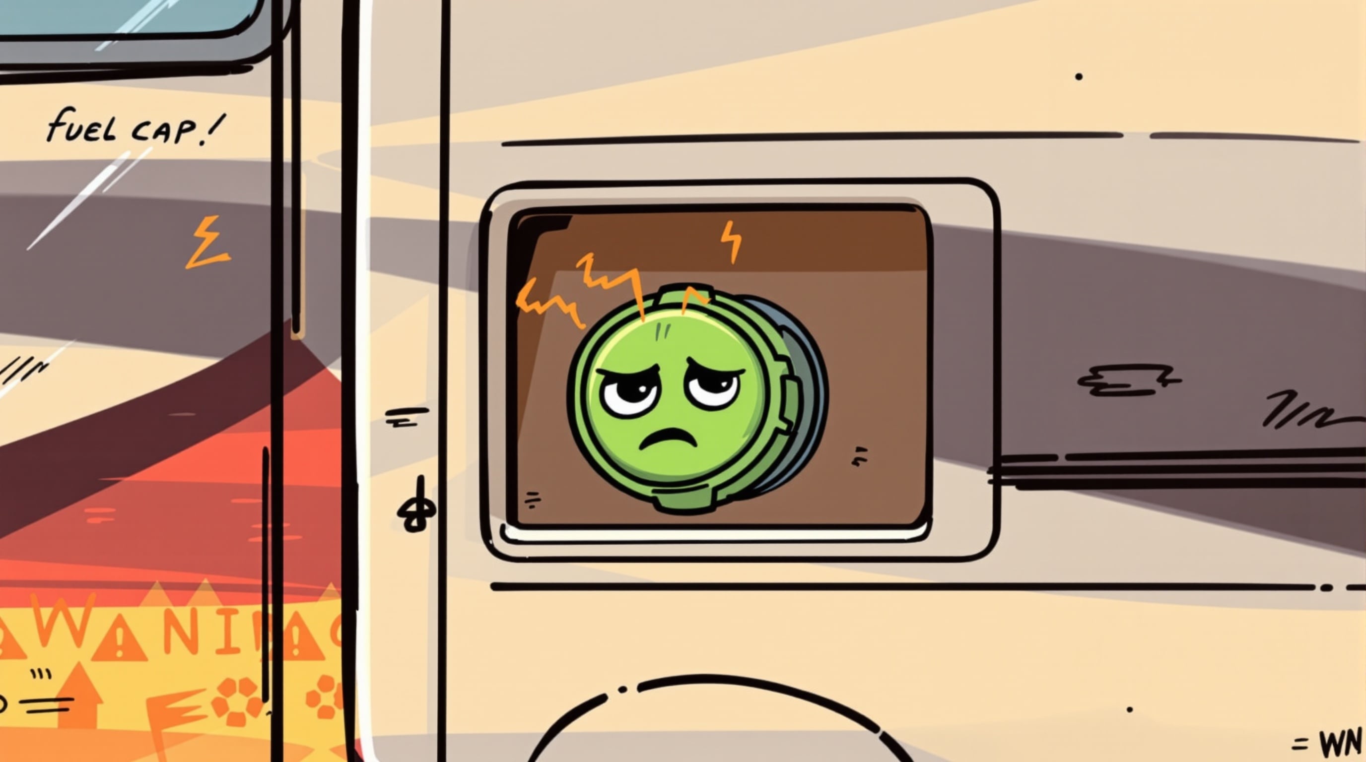 Before - exposed fuel cap