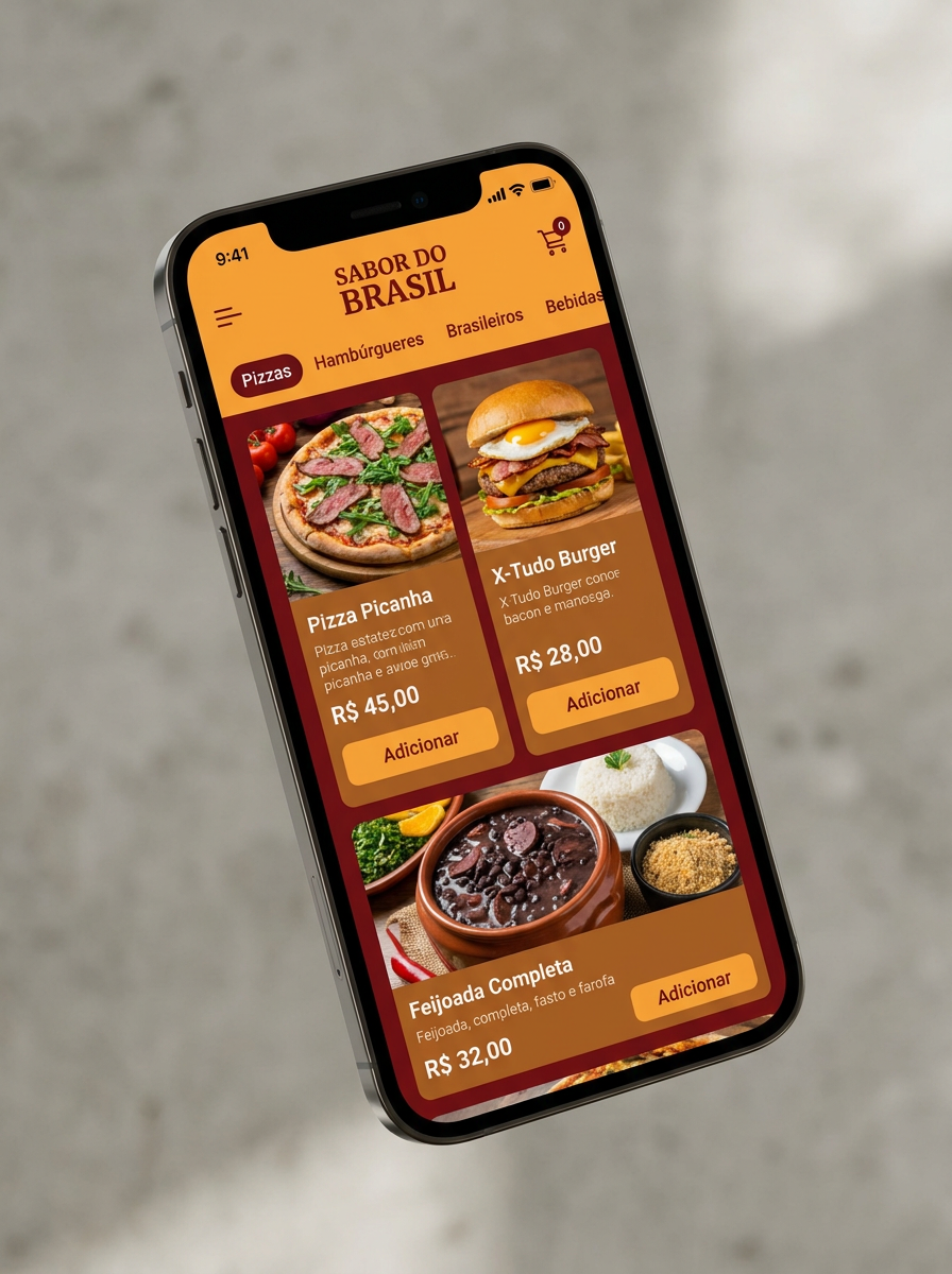 ZFood - Interface do cardápio digital no smartphone