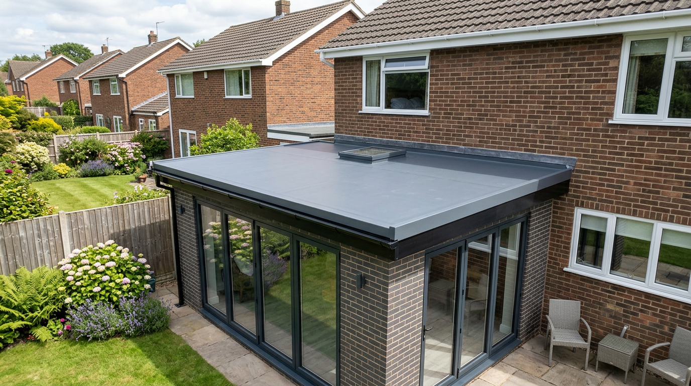 Flat roof on UK house extension