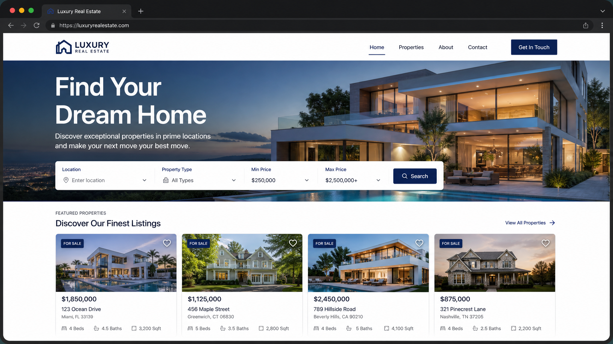 Profesyonel web tasarım örneği - Emlak web sitesi