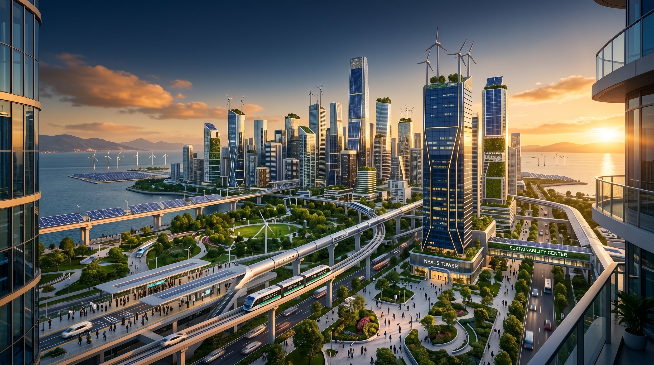 Smart city with renewable energy infrastructure