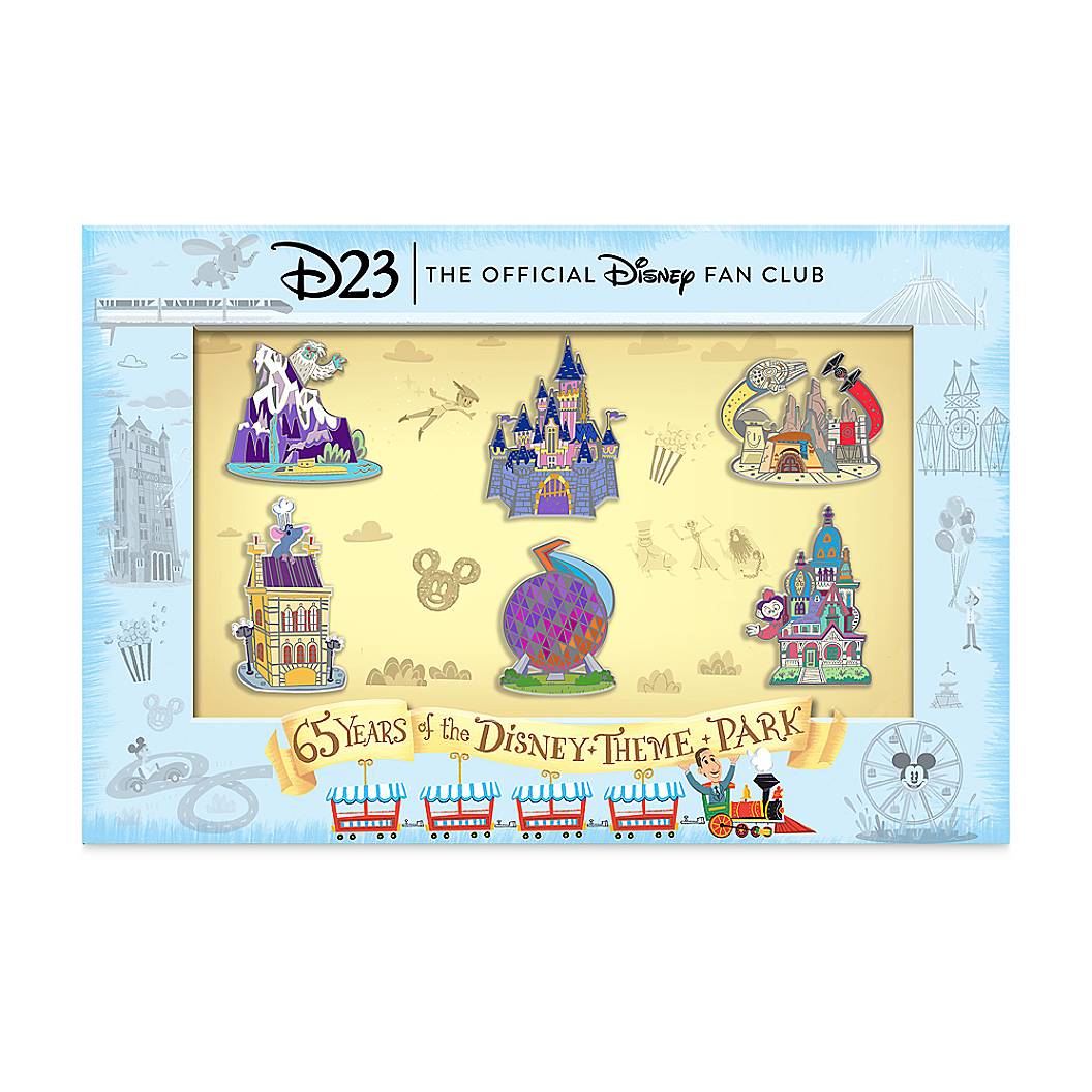 Disney park exclusive collectible pins featuring iconic attractions