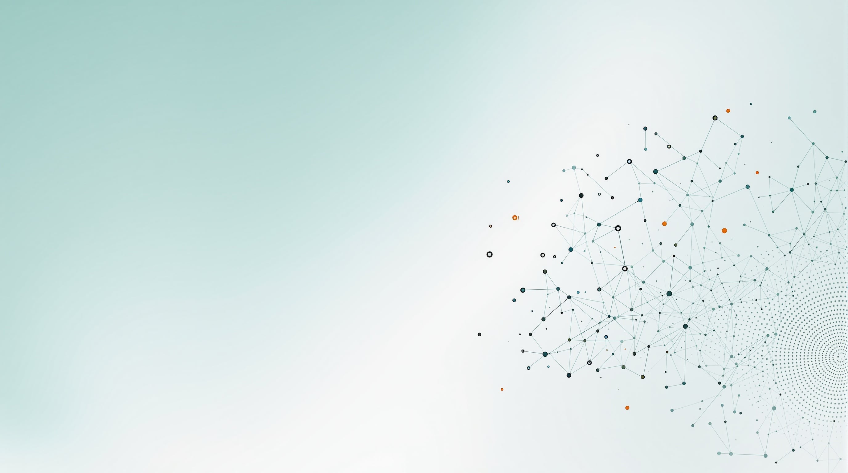 Imagem abstrata e minimalista em tons verde e cinza, com elementos discretos de dados e um detalhe em laranja a simbolizar retorno.