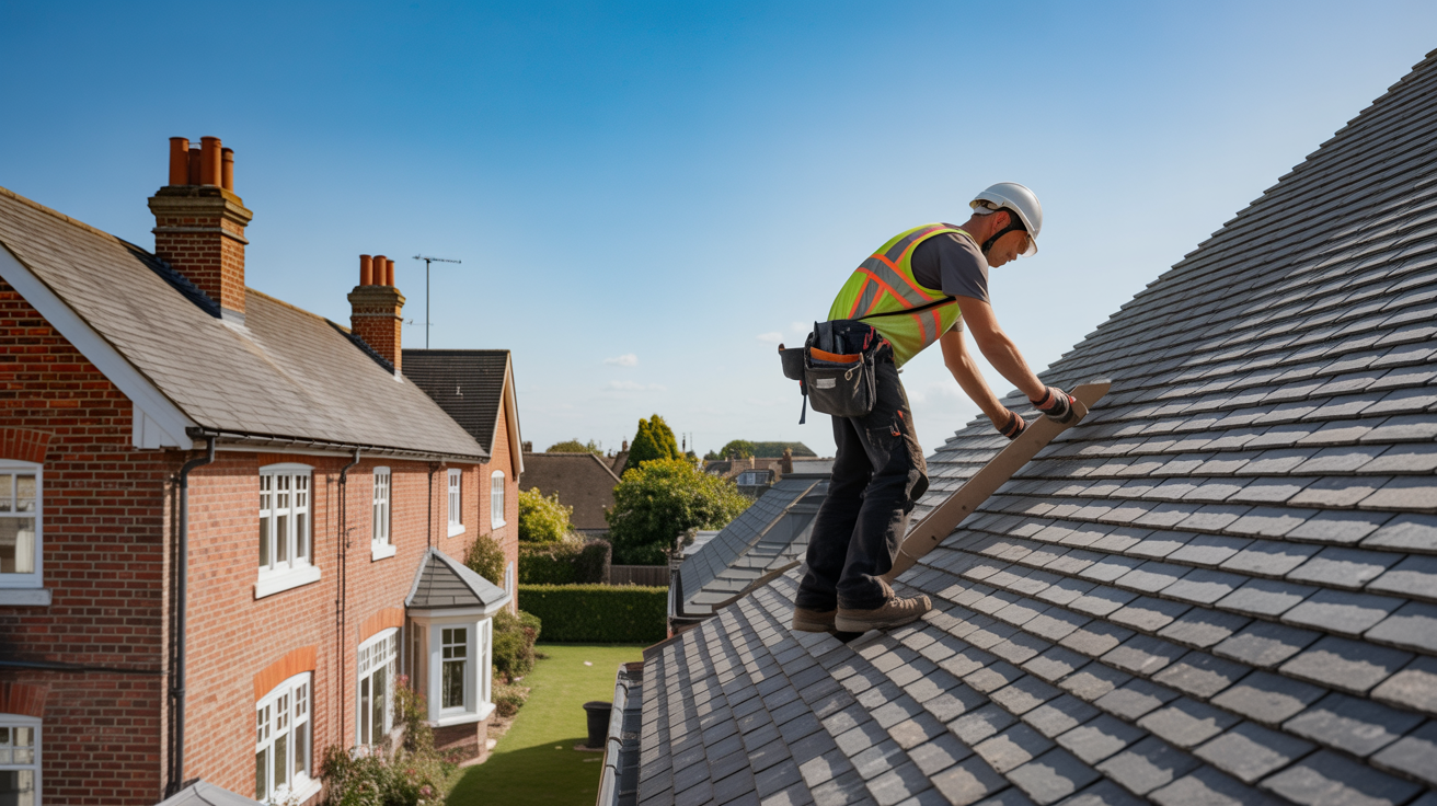 Millington & Sons Roofing professional roofer repairing a residential roof in Widnes