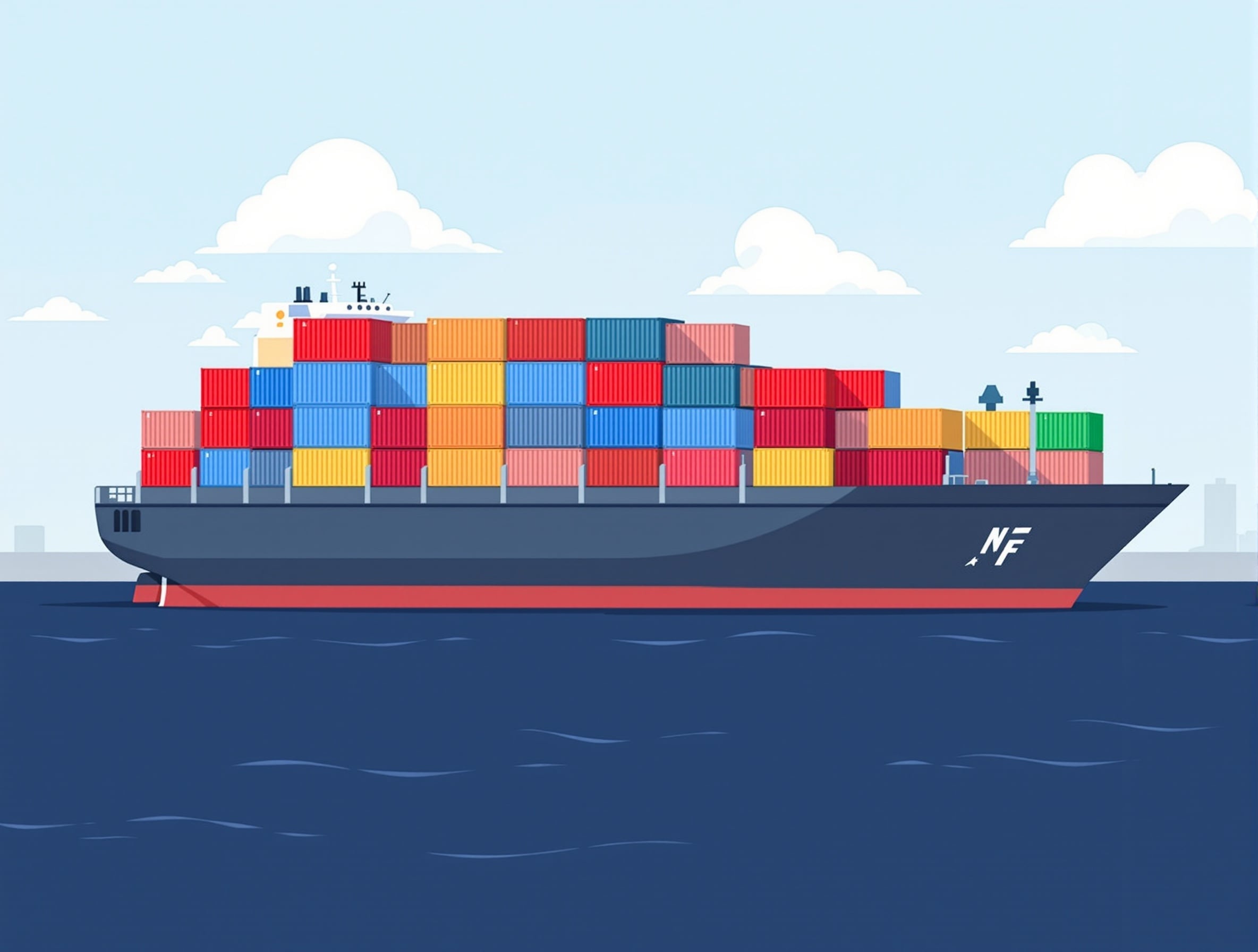 Cargo ship with colorful containers
