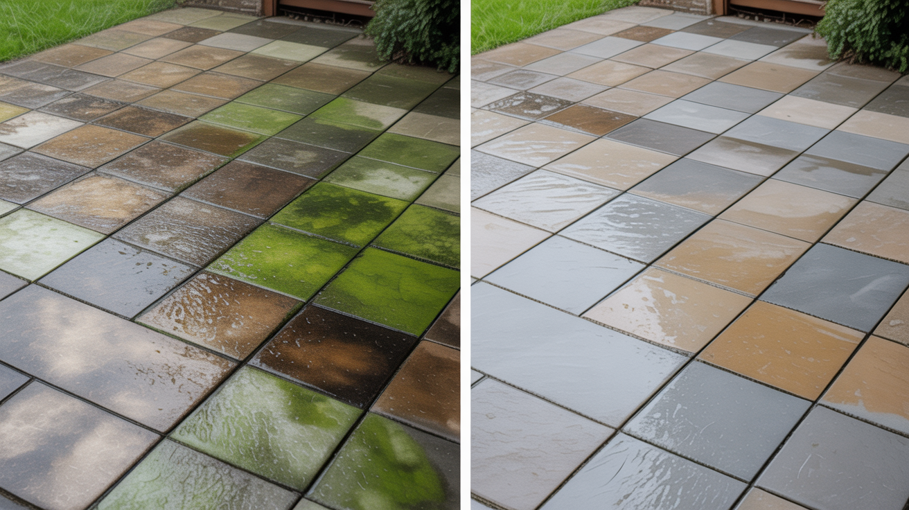 Before and after Patios transformation