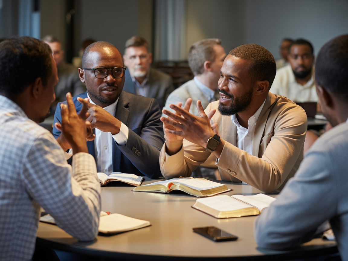 African American men in a faith-based leadership development session