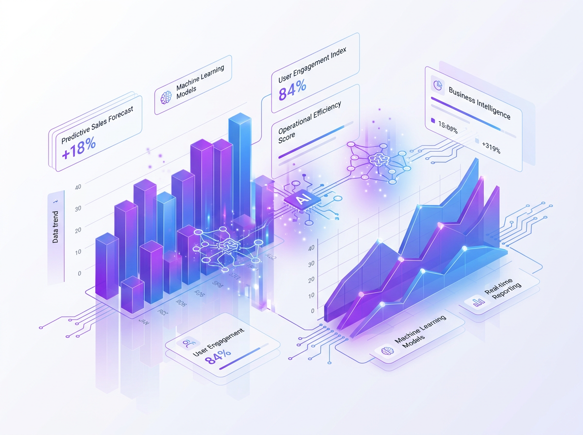 AI analytics dashboard with charts and data visualization