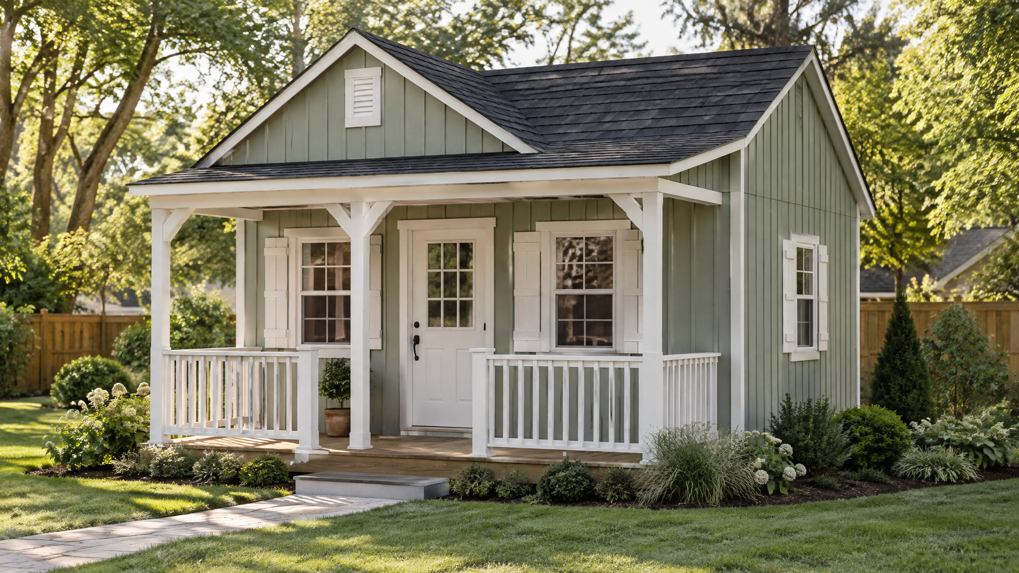 Cottage shed with porch from Waterloo Structure for PA DE NJ MD homeowners