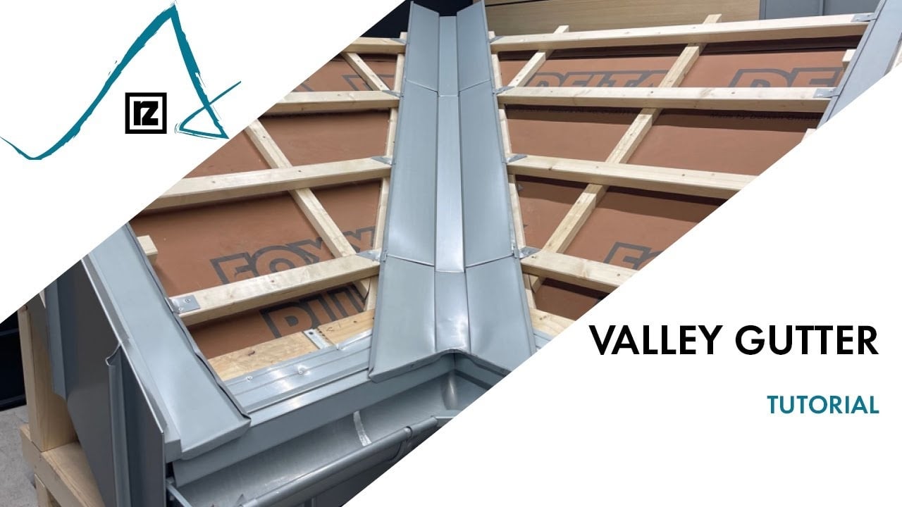 Valley gutter between two roof sections