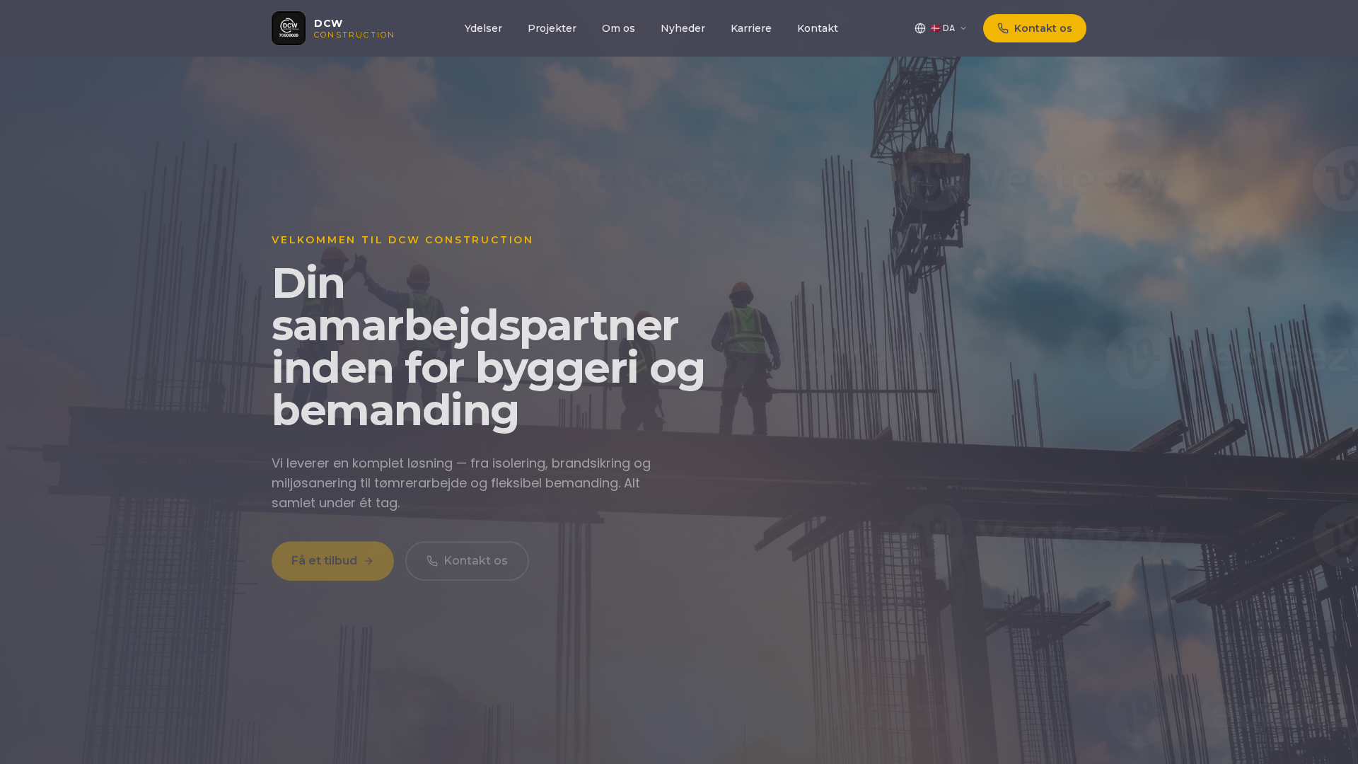 DCM Construction website screenshot