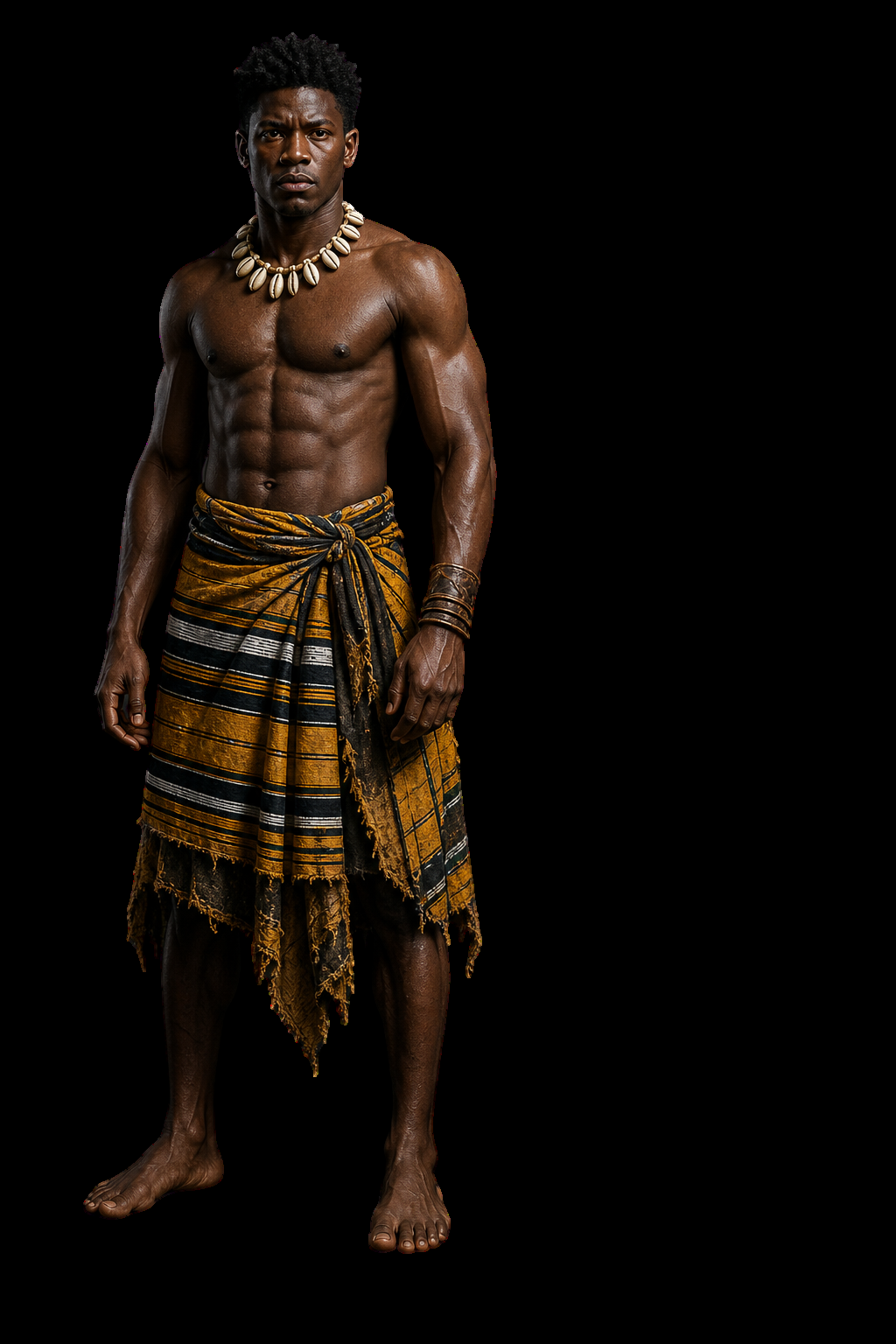 Dramatic scene from Onoja Oboni The Musical featuring traditional Igala warrior