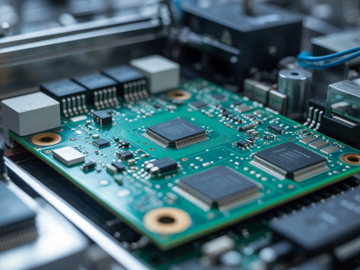 Electronics circuit board representing digital supply chain technology