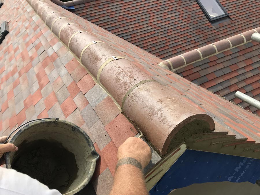Ridge tile installation
