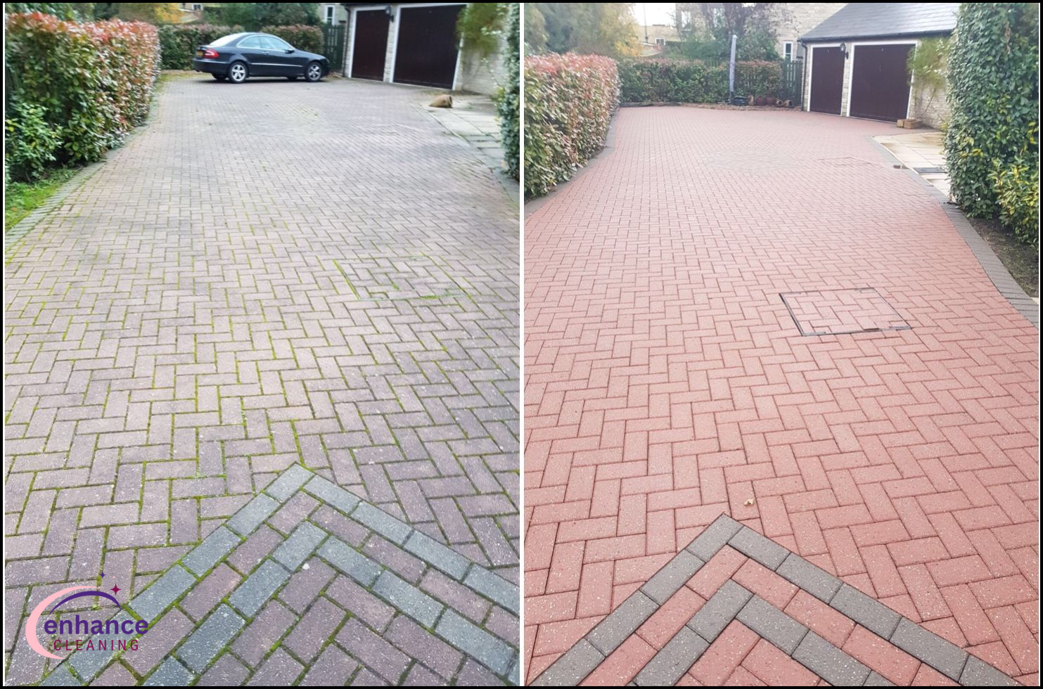 Pressure washing driveway results