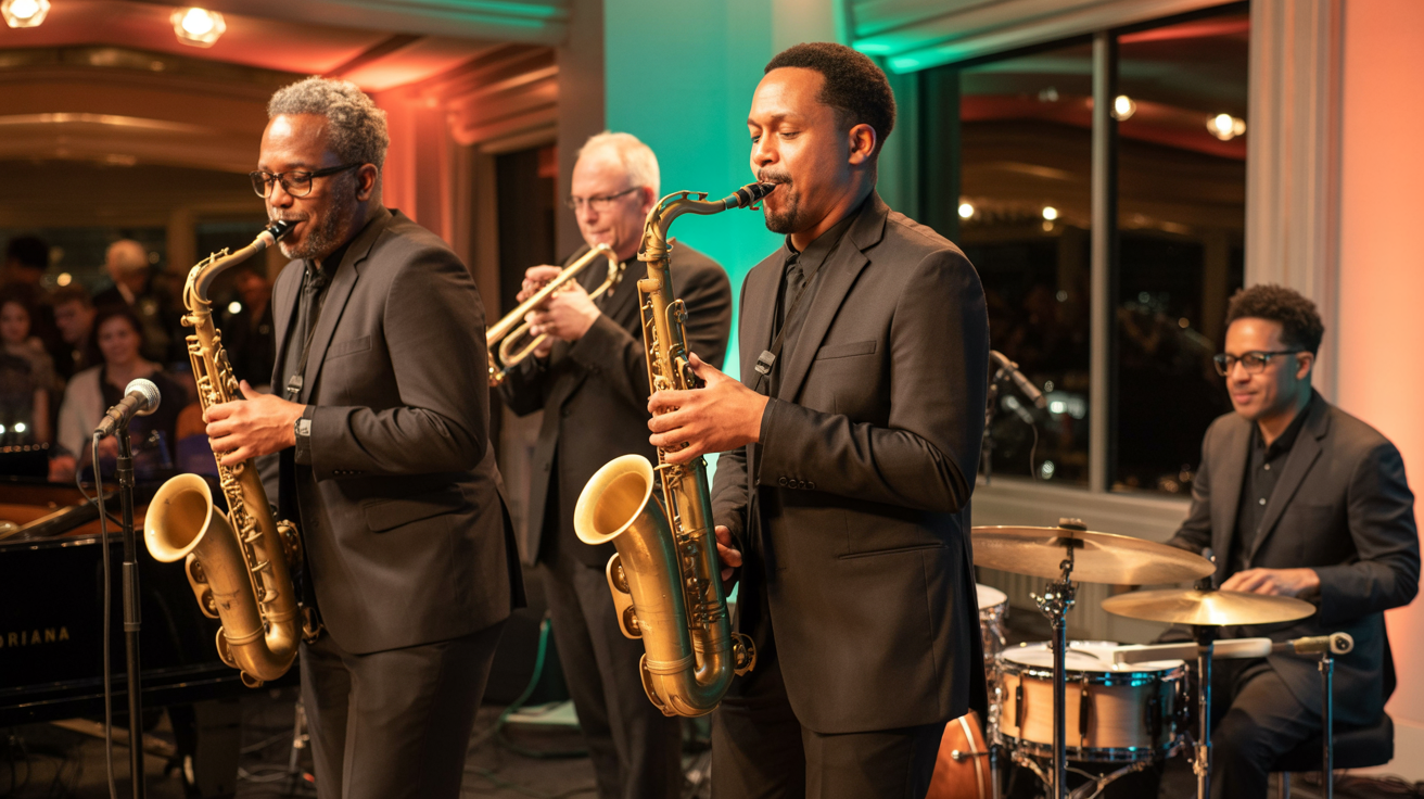 Jazz musicians performing at the Jollof and Jazz evening event