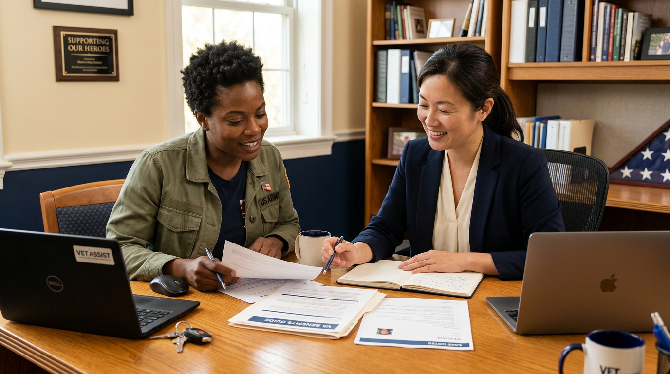 Woman veteran meeting with an advocate to discuss appeal options