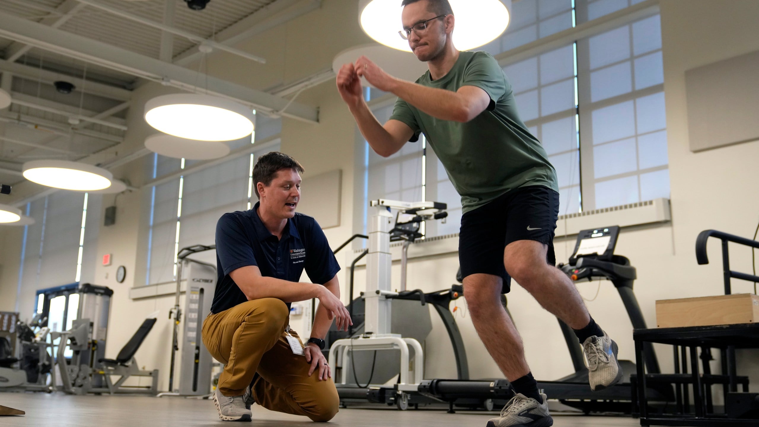 Patient doing strength training exercises in rehabilitation setting