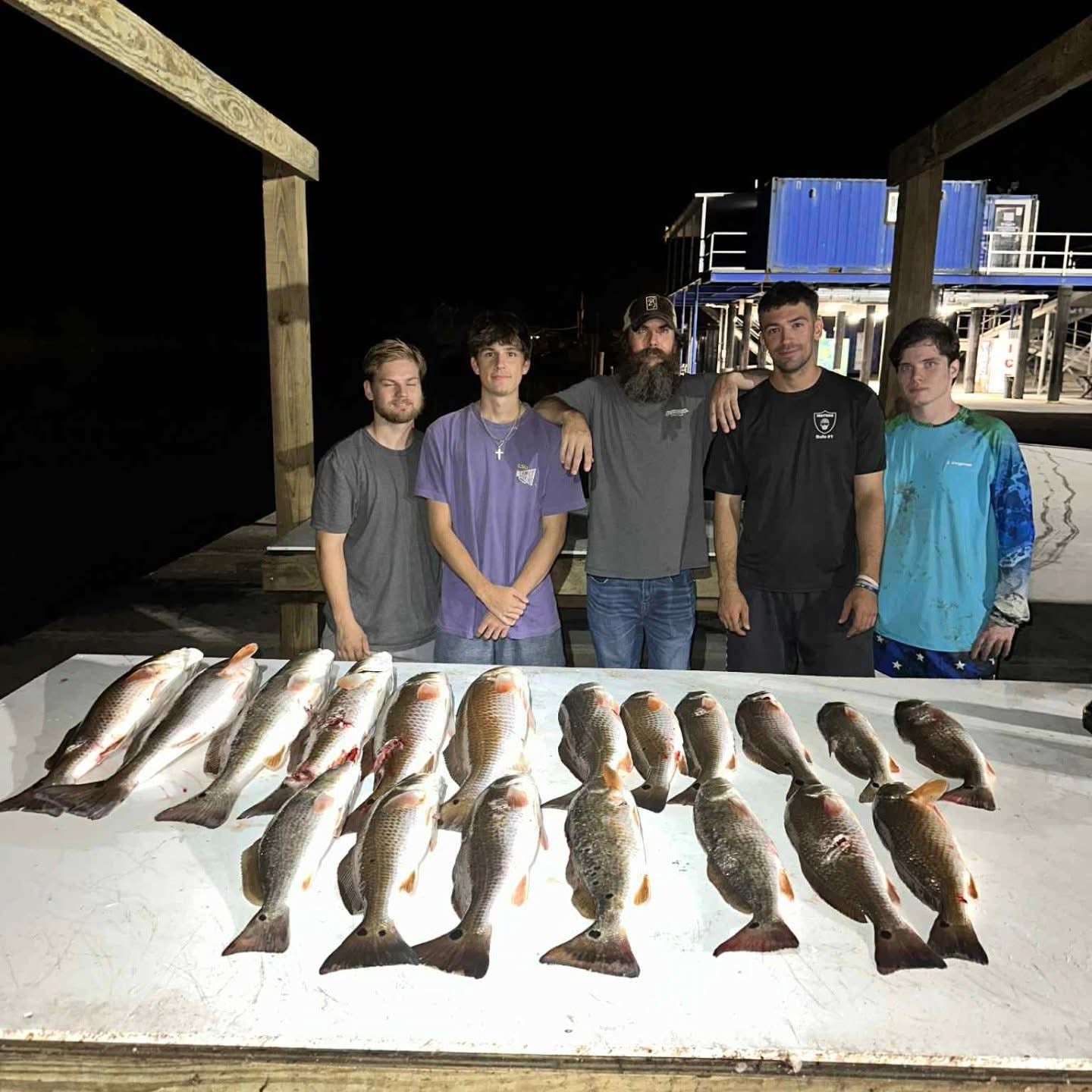 Fish catch display from a Bayou Bowfishing charter night