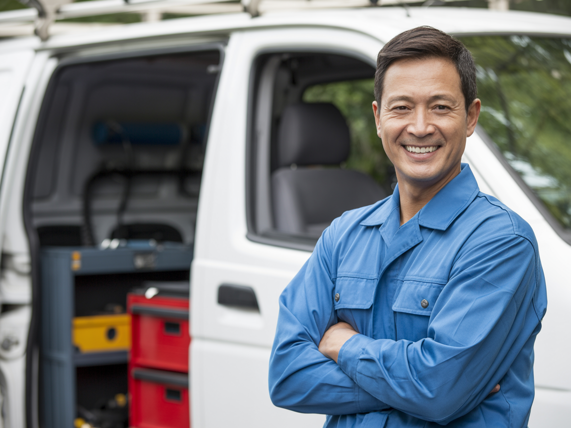 Cordell Davis, founder of Dell's Mobile Auto Repair, working on a vehicle
