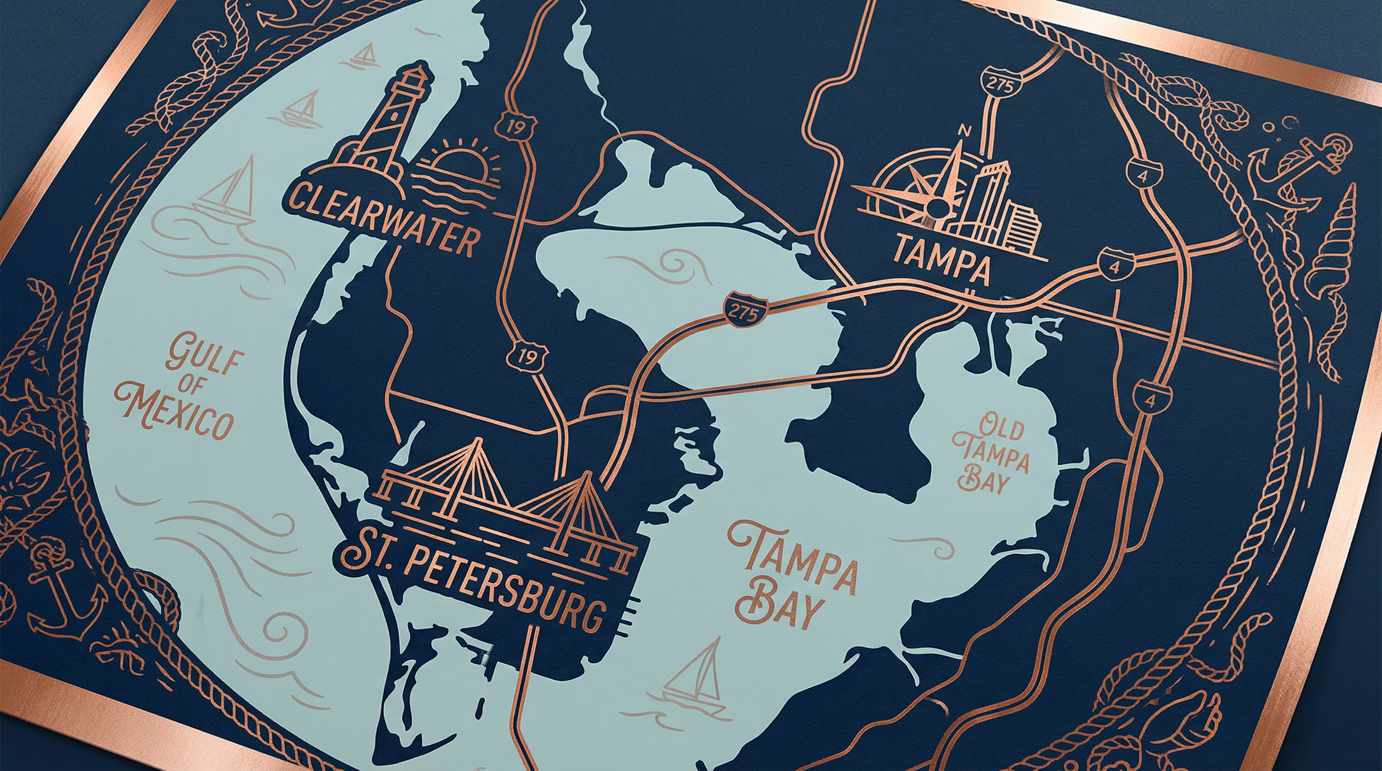 Tampa Bay service area map showing Tampa, St. Petersburg, and Clearwater