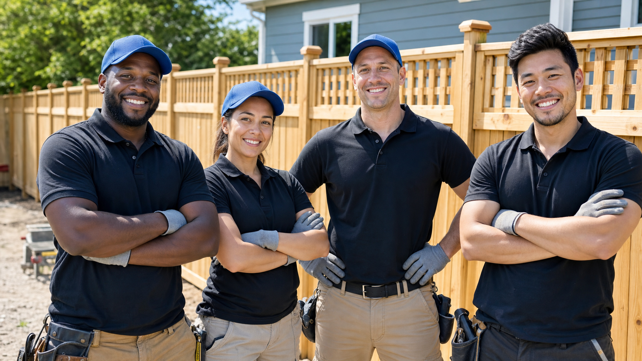 Professional fence team