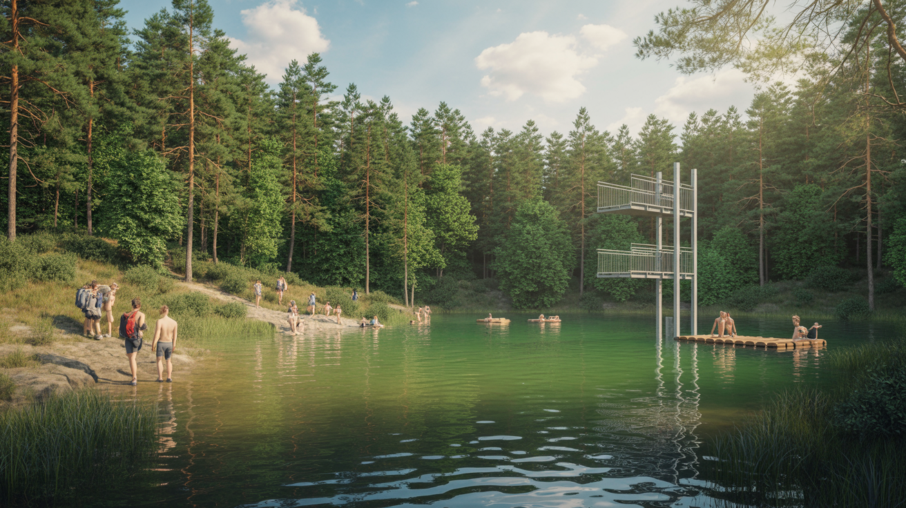 Freibergsee Oberstdorf - Idyllisches Naturbad in Waldlage mit Sprungturm, warmem Wasser und Bootsverleih
