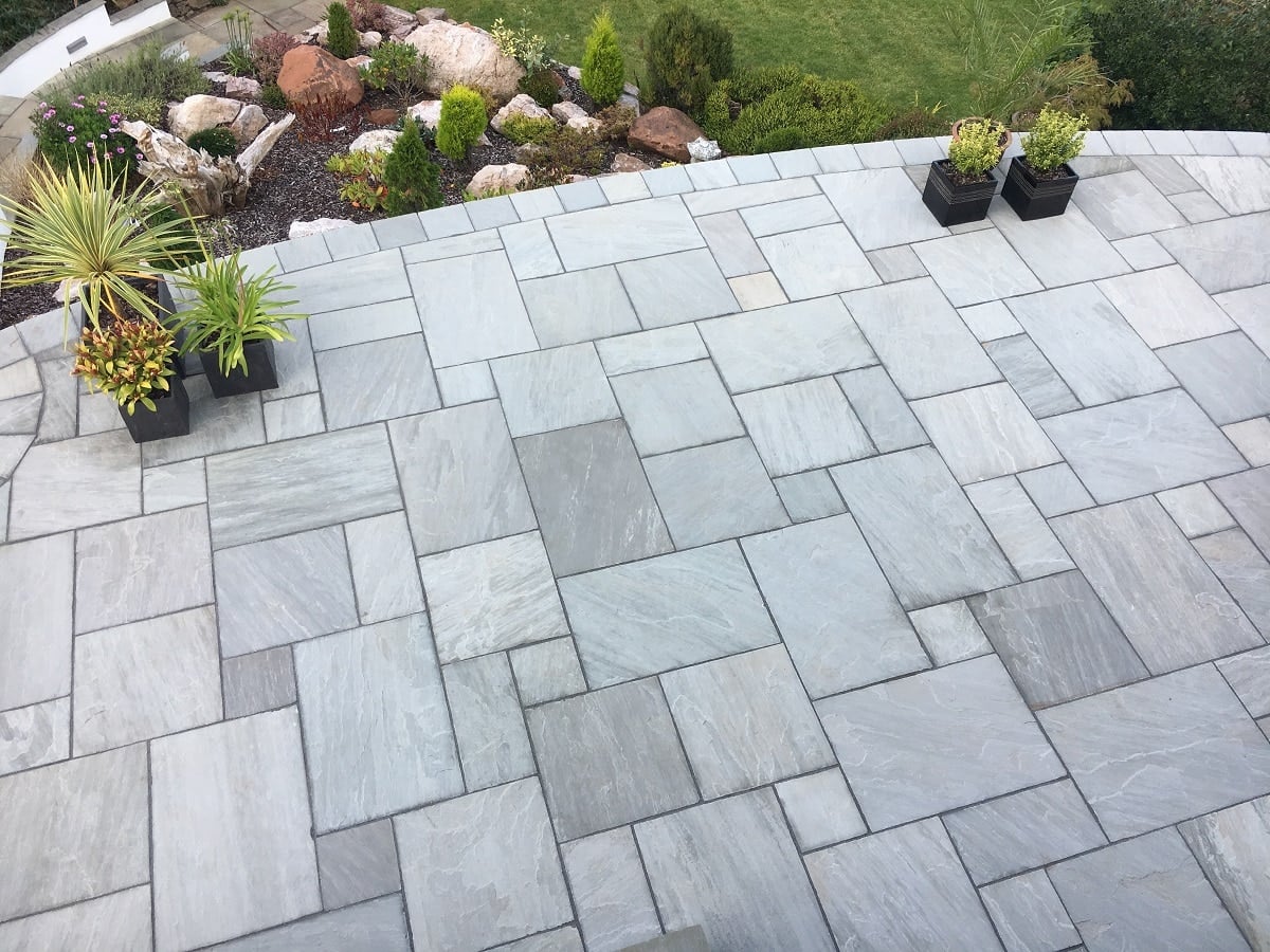 Indian sandstone patio in warm tones