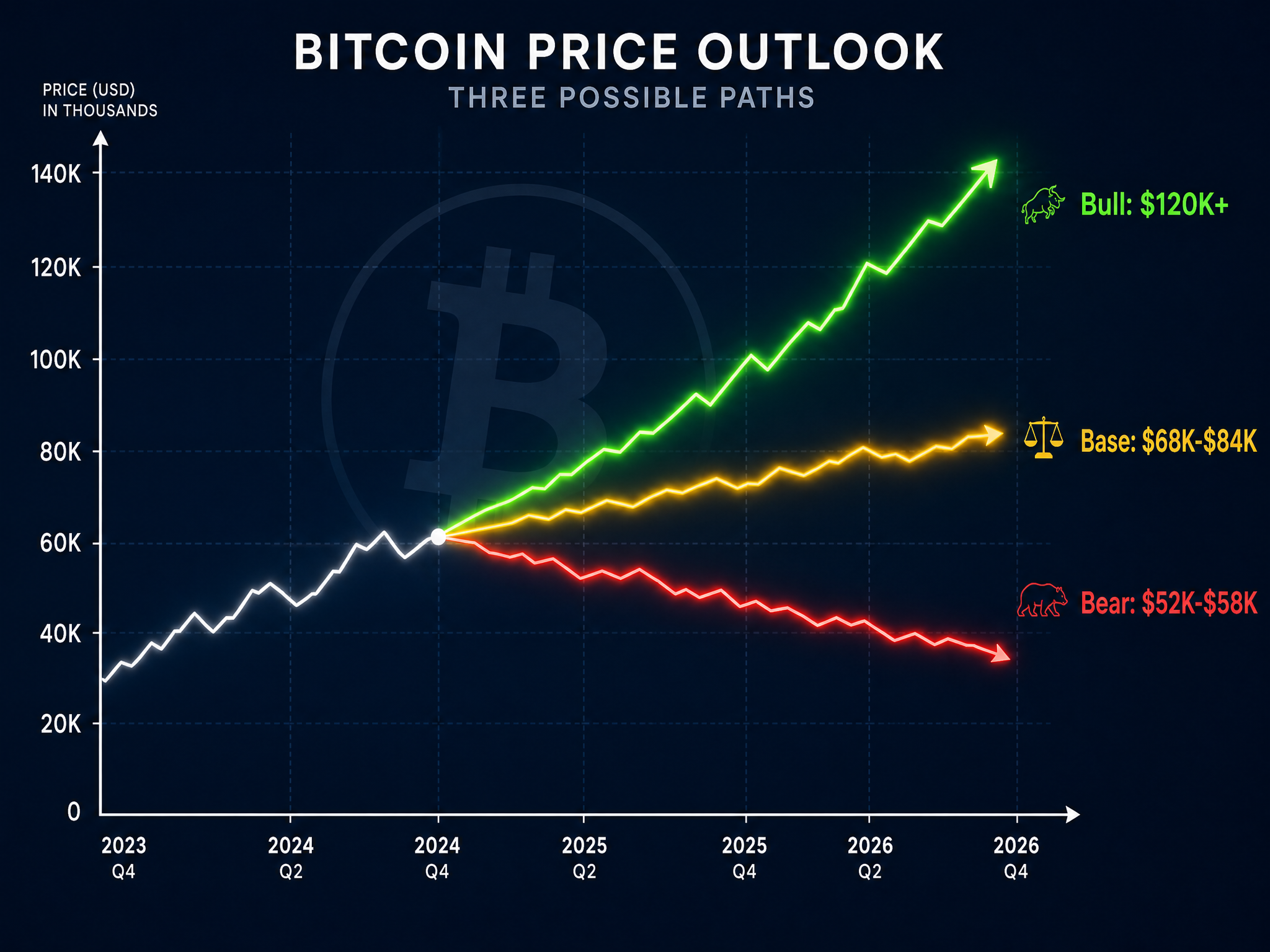 Bitcoin price scenarios 2026 CLARITY Act crypto regulation impact bear base bull