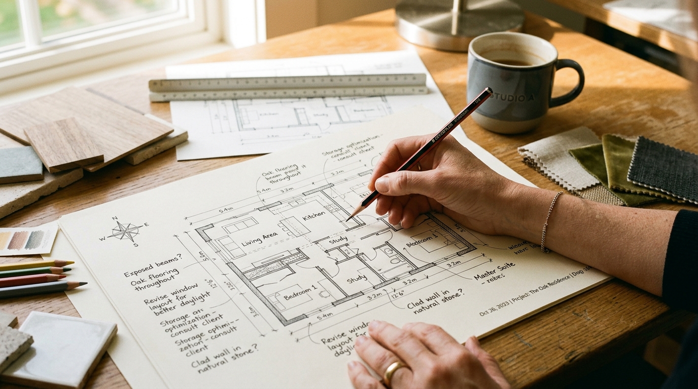 Architect hand-drawn sketches
