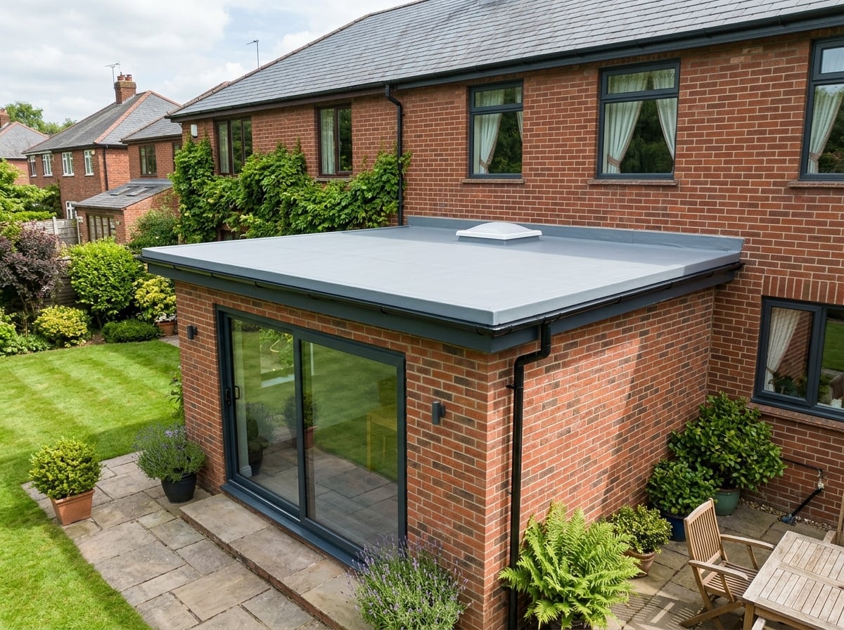 Modern flat roof on a UK home extension