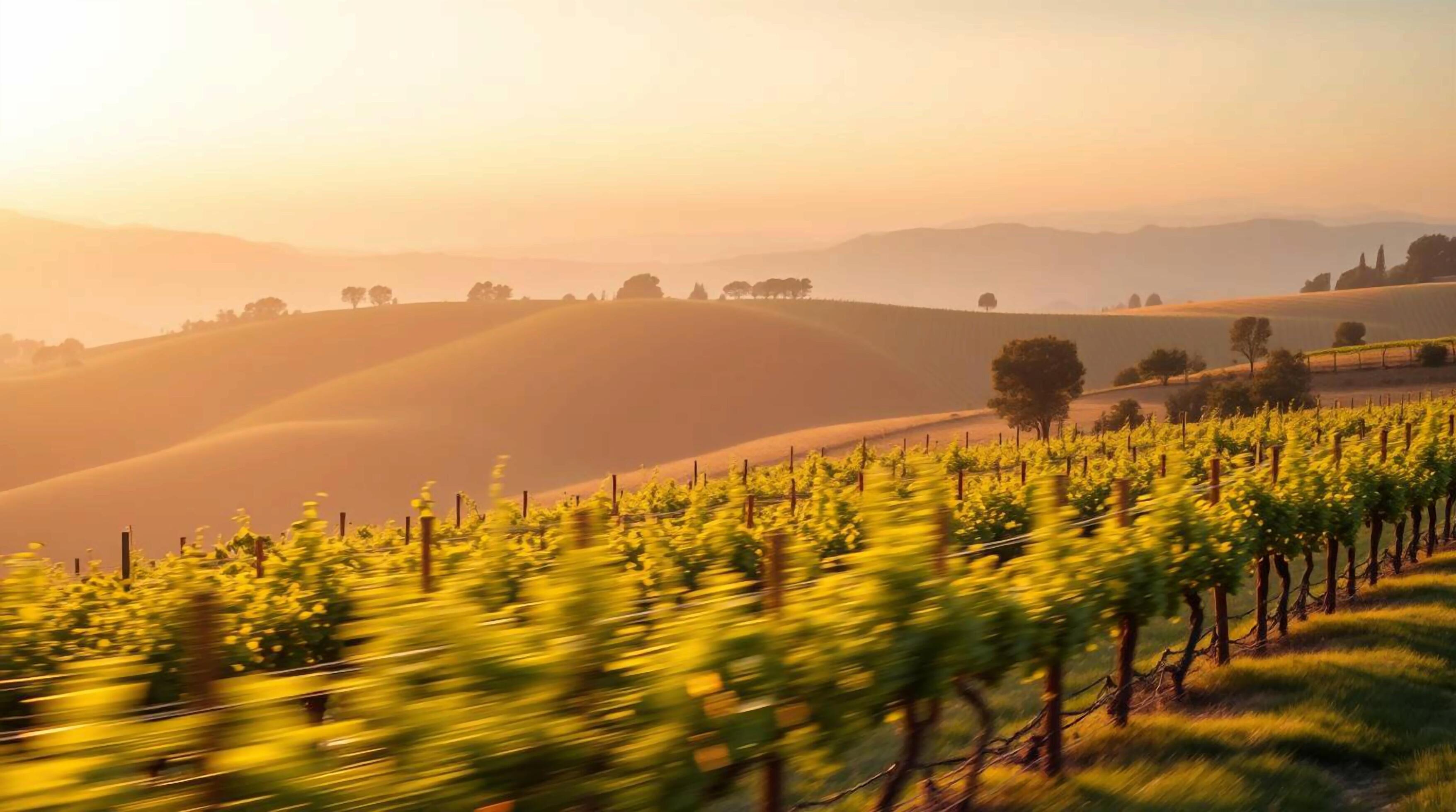 Beautiful vineyard at golden hour