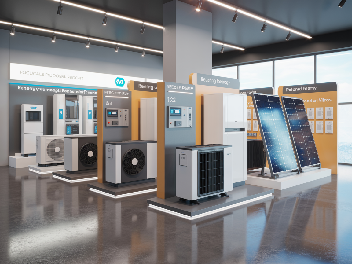 Professioneller WWS Showroom mit Wärmepumpen und Energietechnik