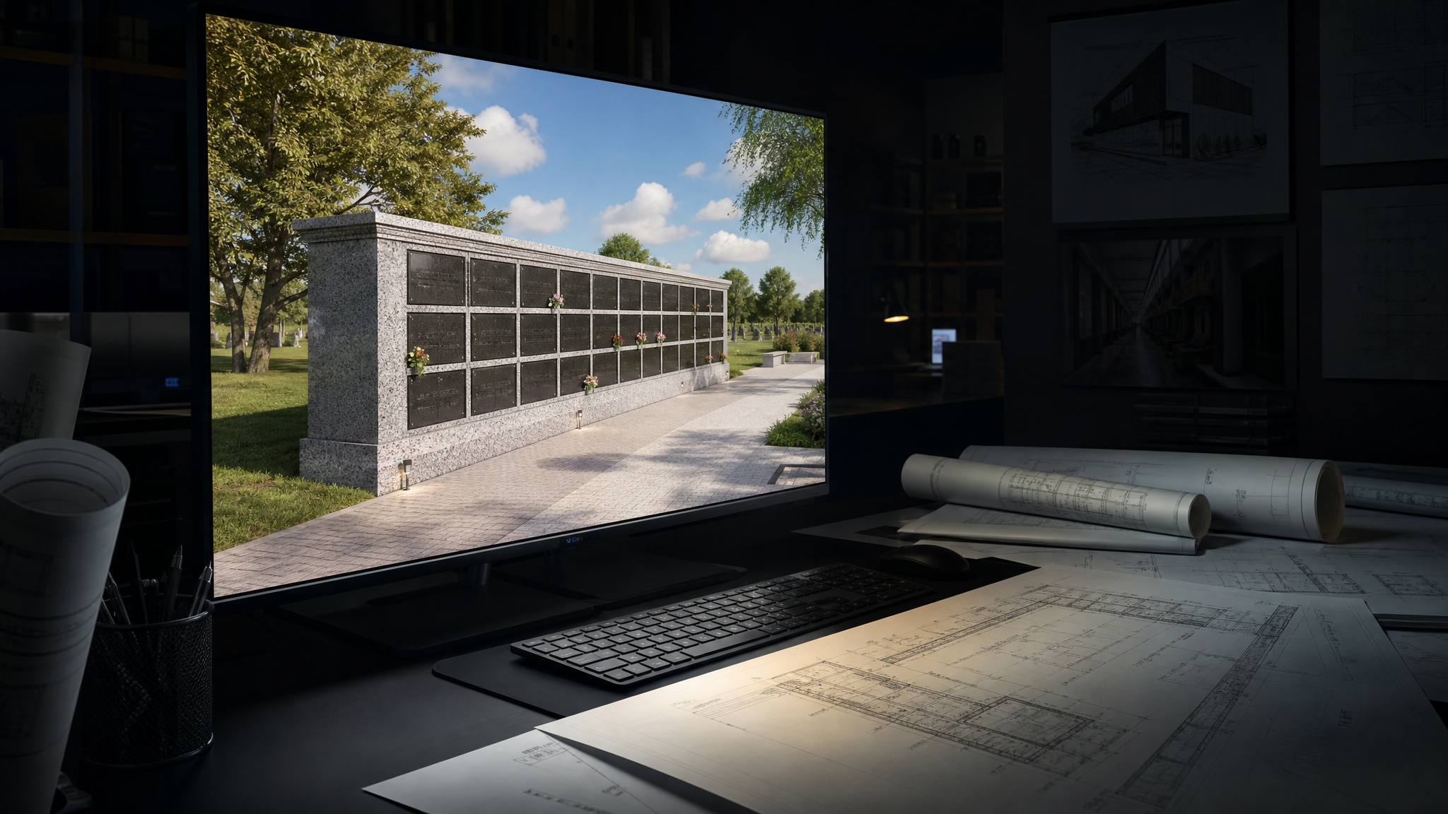 Gratis 3D-forhåndsvisning af columbariumdesign til Pittsburgh, PA-projekter