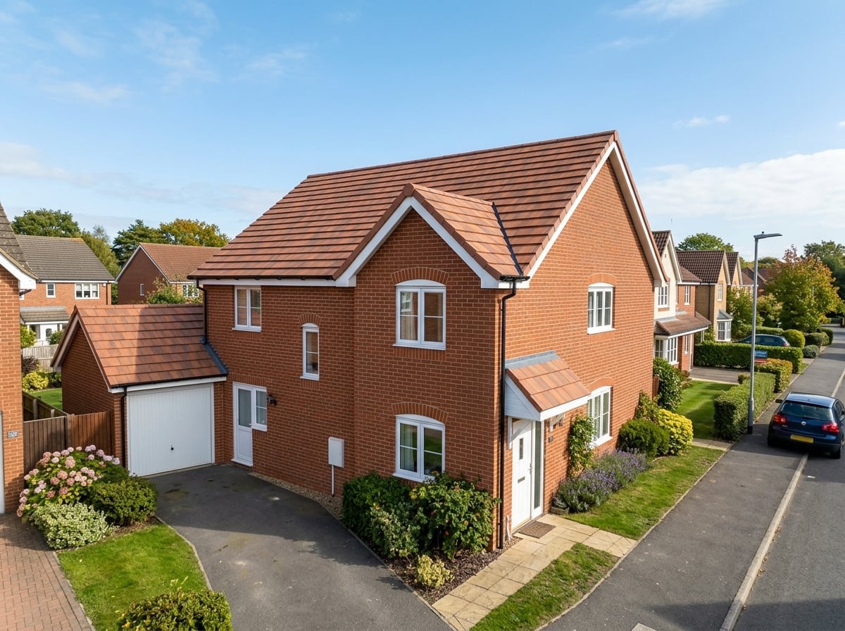 New tiled pitched roof on UK detached home