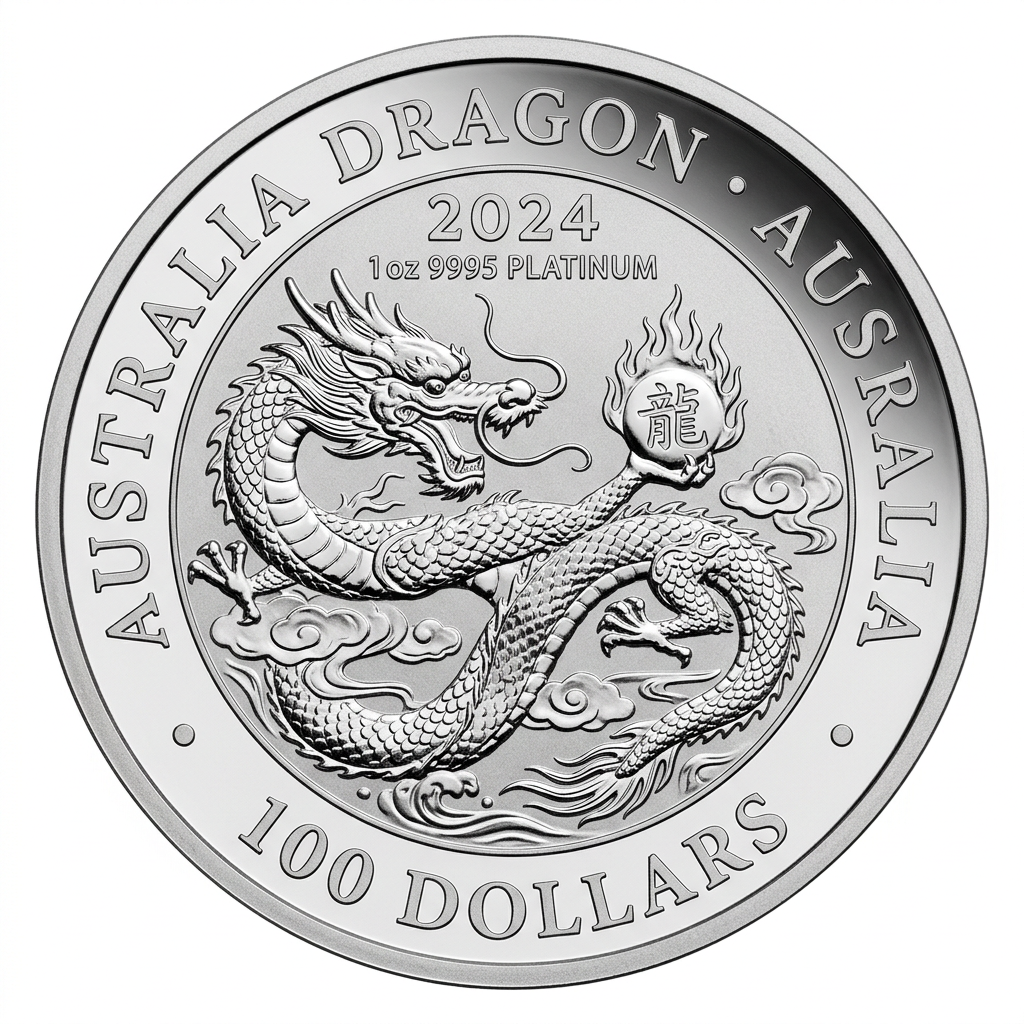 Perth Mint 1 oz Lunar Dragon 2024 Platinum Coin