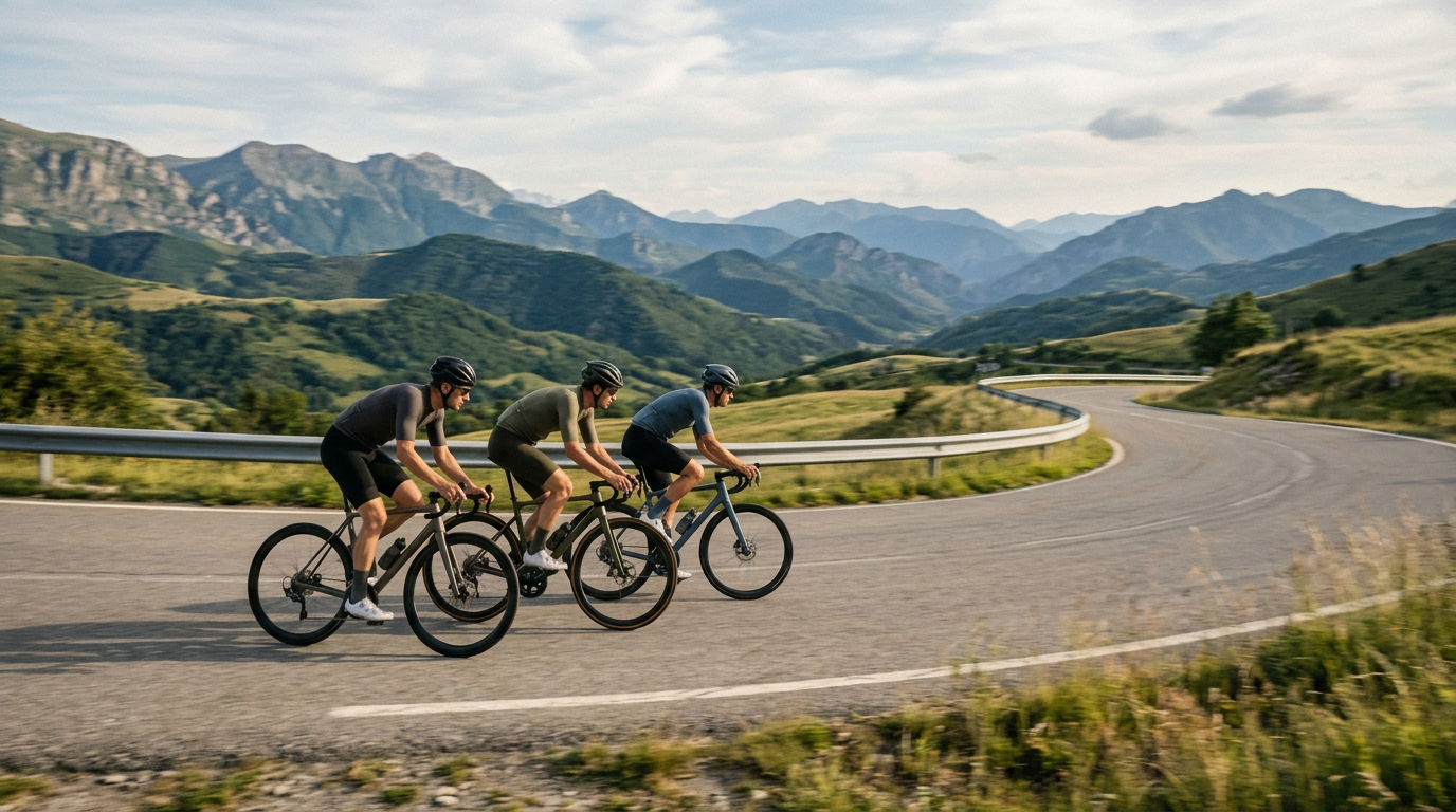 Grupo de ciclistas en carretera